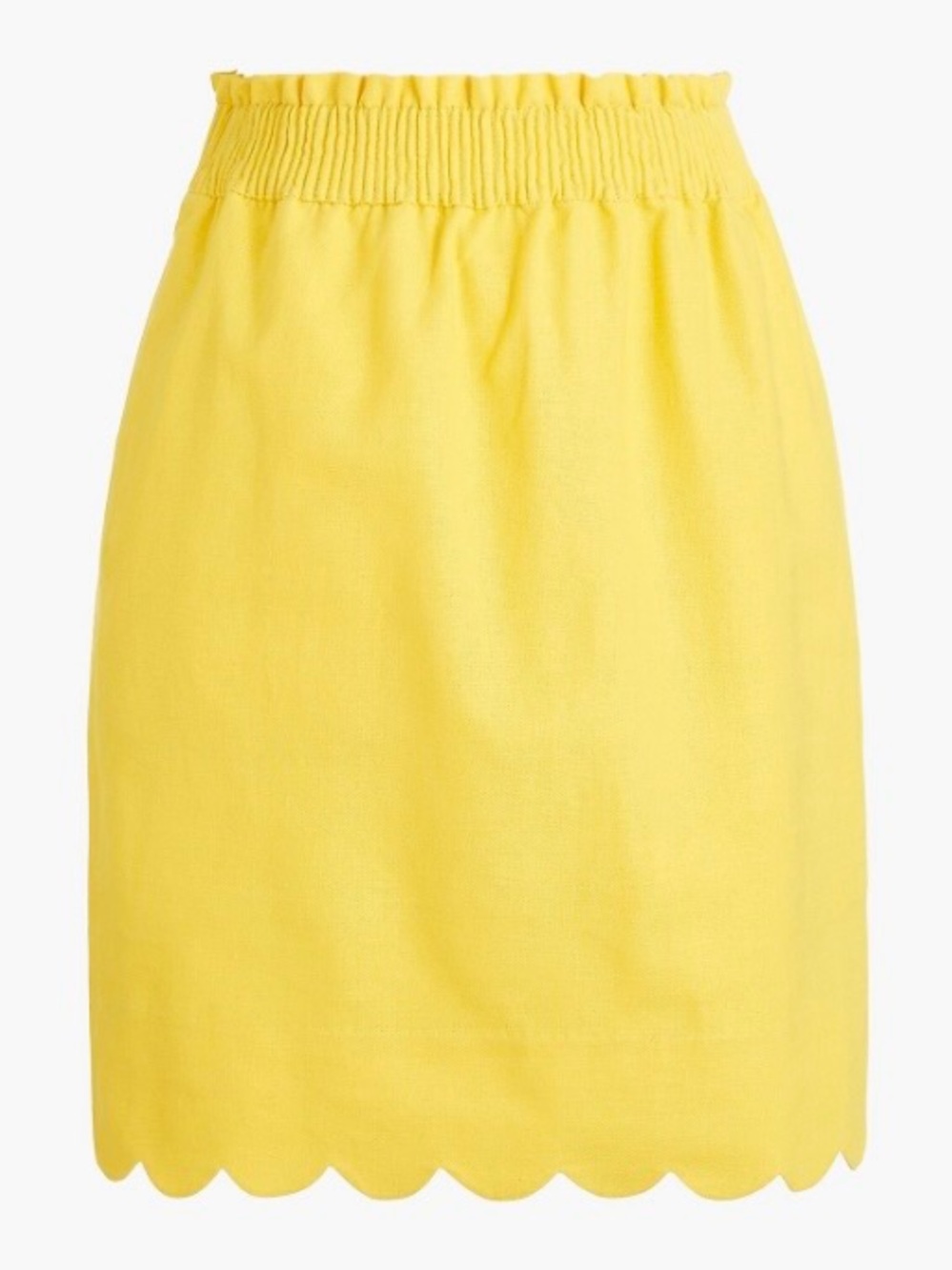 NWT J. Crew Factory Scalloped Linen Skirt Bright Yellow Tropical Lemon - Size 4